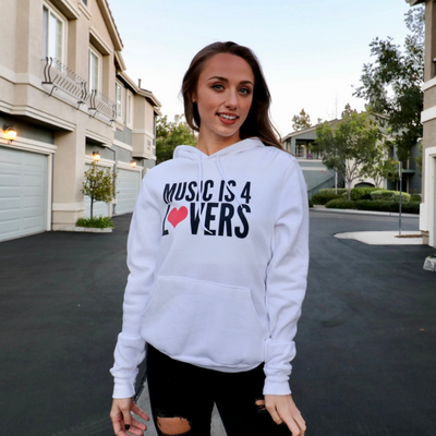 Music is 4 Lovers Unisex Pullover Hoodie Black on White