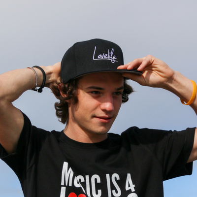 Lovelife White on Black Snapback Hat