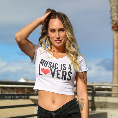 Music is 4 Lovers Women’s Crop Tee Black on White