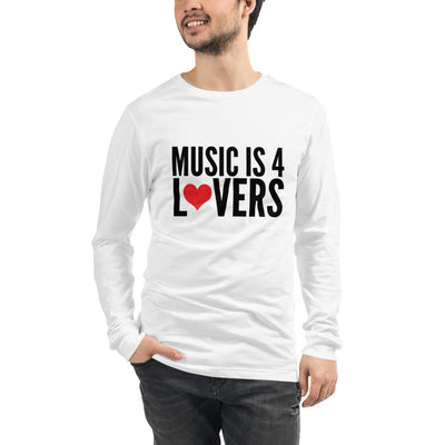 Music is 4 Lovers Unisex Long Sleeve Tee Black on White