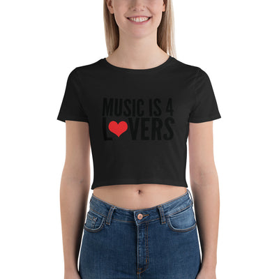 Music is 4 Lovers Women’s Crop Tee Black on Black