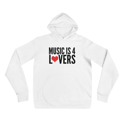 Music is 4 Lovers Unisex Pullover Hoodie Black on White
