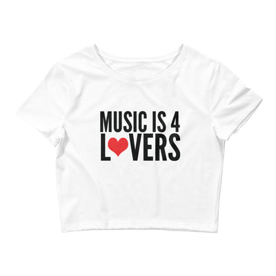 Music is 4 Lovers Women’s Crop Tee Black on White